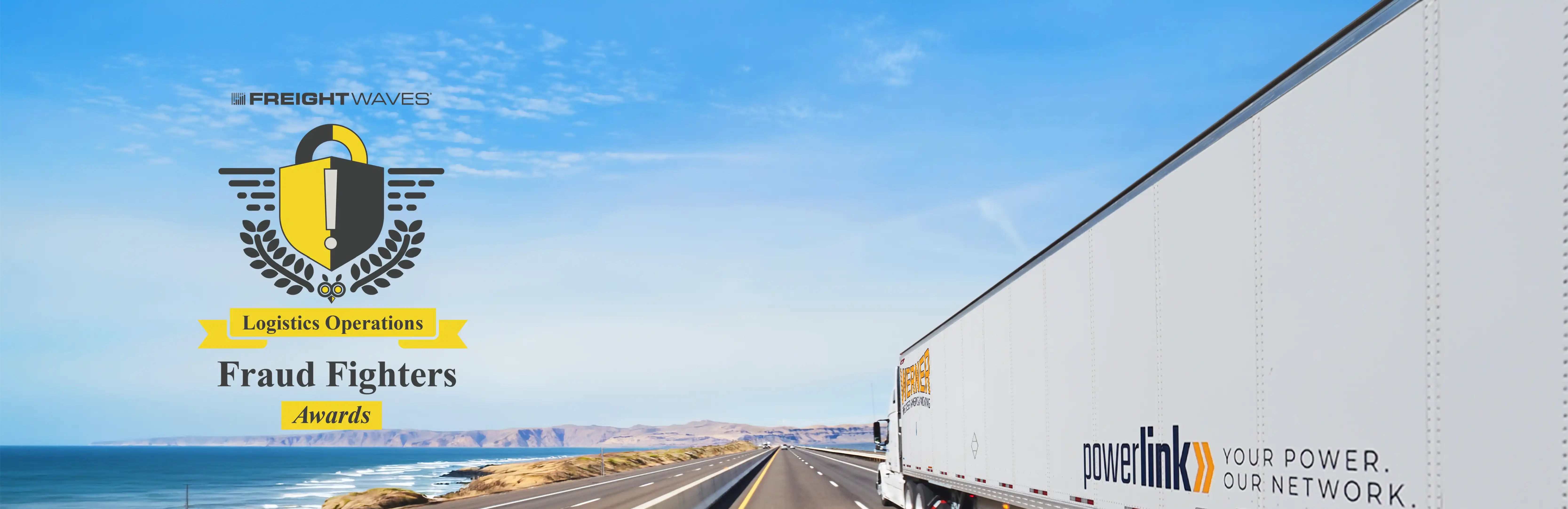 Werner powerlink truck driving down the highway