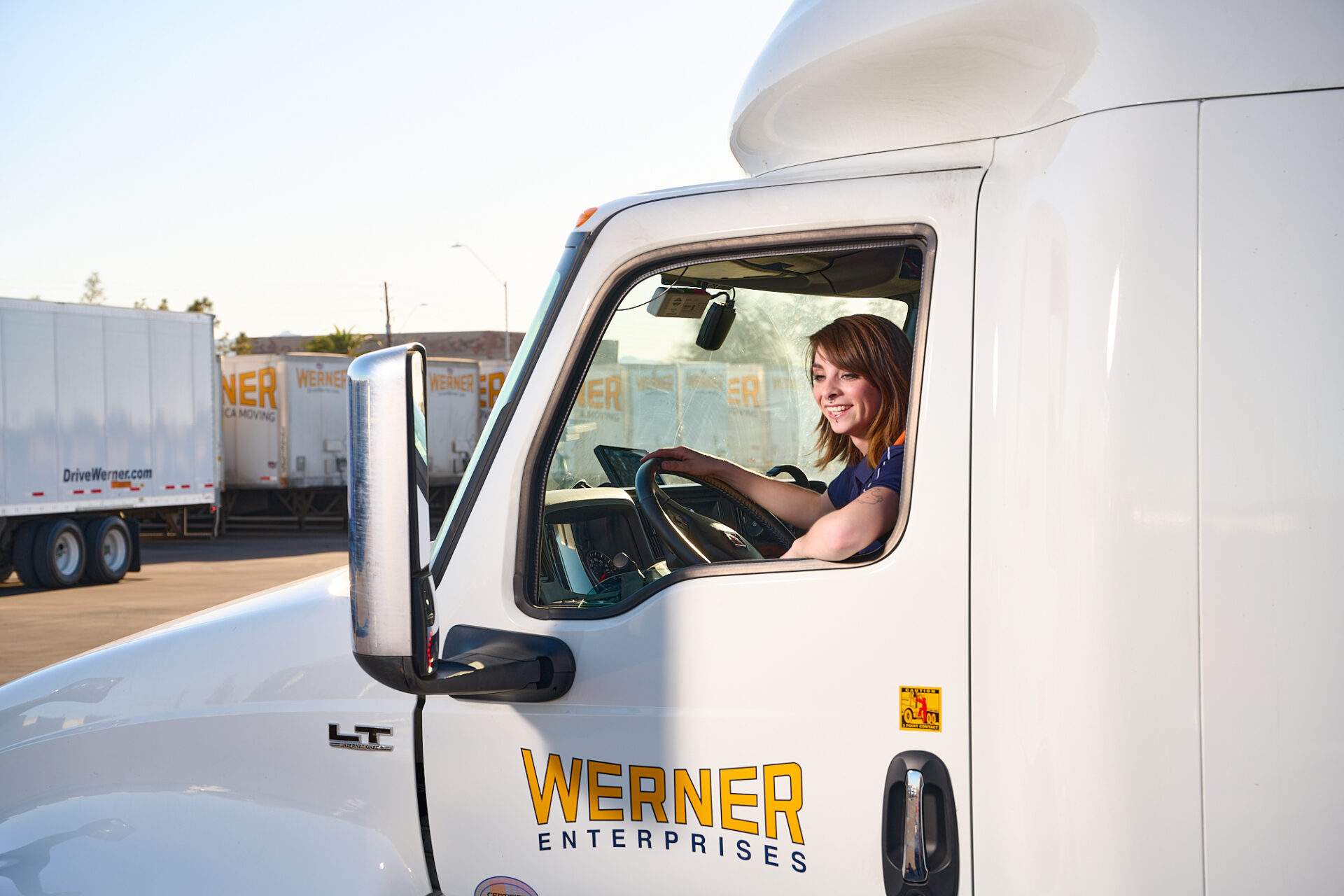 Werner professional driver waving from the cab