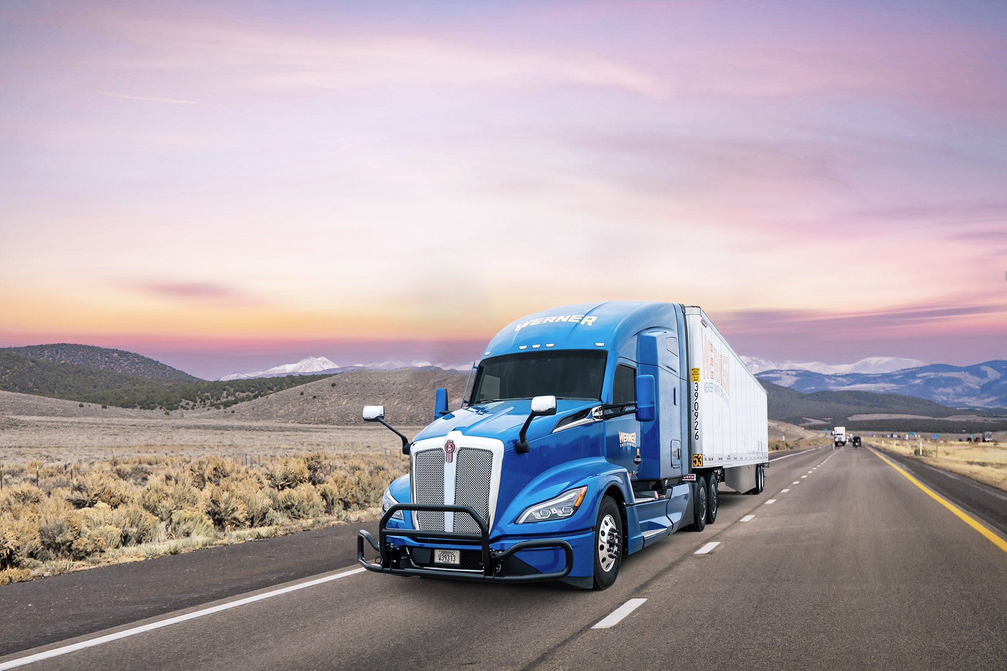 Werner Kenworth semi-truck on highway