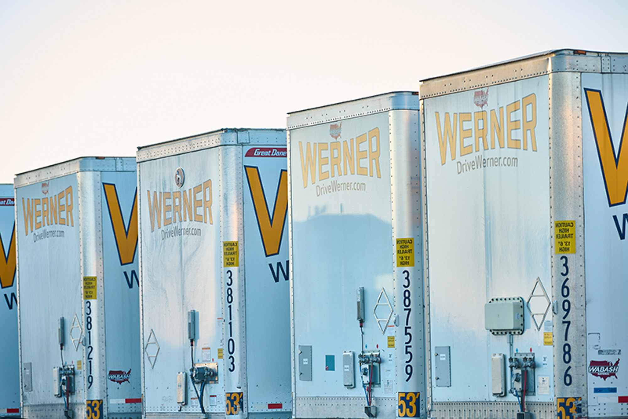 Werner one-way truckload trailers at terminal